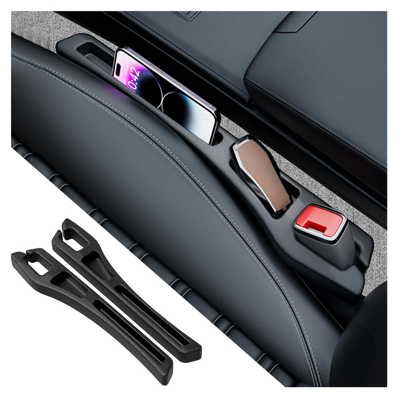 2-Pack Car Seat Gap Plugs – Dual-Function Gap Filler & Storage Organizer for Phones, Keys & Cards, Flexible EVA, Universal Fit, No Tools Needed (Black)