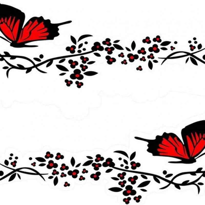2 pieces - Car sticker - Car stickers - butterfly flower stickers - PET - black and red - 30*11 cm - Non-reflective - for body hood home decoration