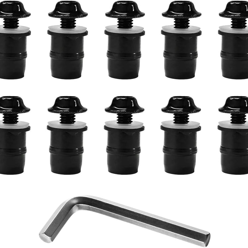 10 PCS Motorcycle Windshield Bolt Screw Kit, Aluminum Alloy Windscreen Mounting Bolt Screws, Universal Windshield Screws Bolts Nuts for Motorcycle Fairings, Car Accessories (Black)