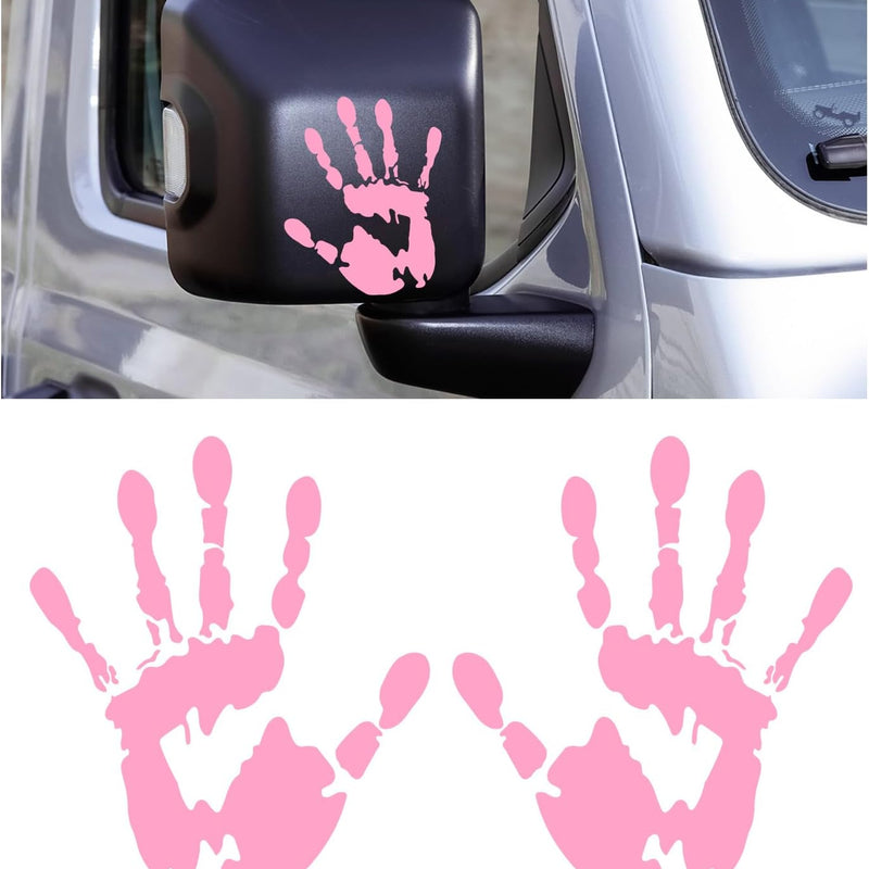 2PCS Car Wave Stickers, The Lazy Waver Sticker Auto Waving Hand Sign Decal, Waterproof Rearview Mirror Hands Wave Sticker Decor for Auto SUV Truck, Exterior Car Accessories (Pink)