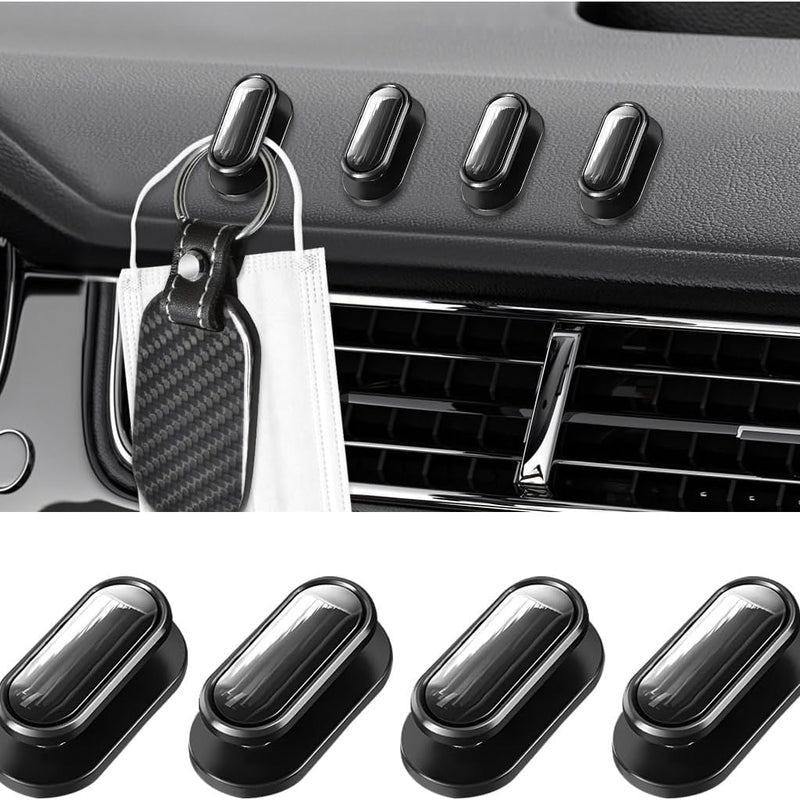 4 PCS Car Mini Hooks, Self-Adhesive Multifunctional Hanging Car Storage Hooks on Dashboard, Universal Vehicle Hook Stickers for Keys Mask Charging Cable, Car Accessories (Glossy)