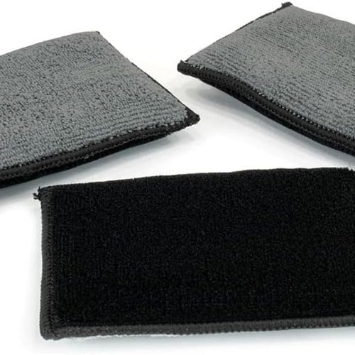3PCS 5"×3" Car Interior Scrubbing Sponges, Microfiber Car Wash Sponges, Auto Detailing Scrub Pads, Interior Cleaning Sponges for Car Leather, Plastic, Vinyl, Upholstery (Gray Black)