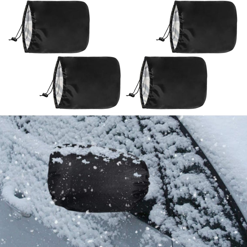 4PCS Car Side Mirror Covers - Waterproof Snow Mirror Cover Protects from Ice Snow Frost Dew Rain Bird Poop - Silver Coated Rearview Protection Cover Winter Snowproof Accessories for Cars Trucks SUVs