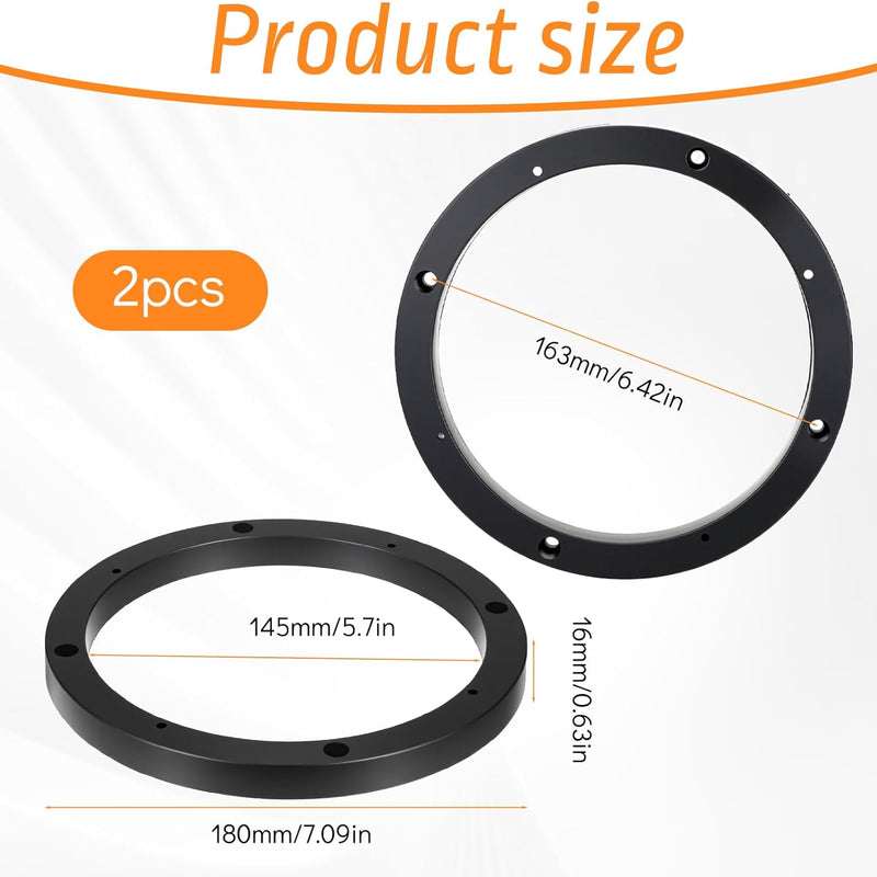 Vin Beauty 6.5 Inch Speaker Spacer Rings — Pack of 2, Universal Fit
