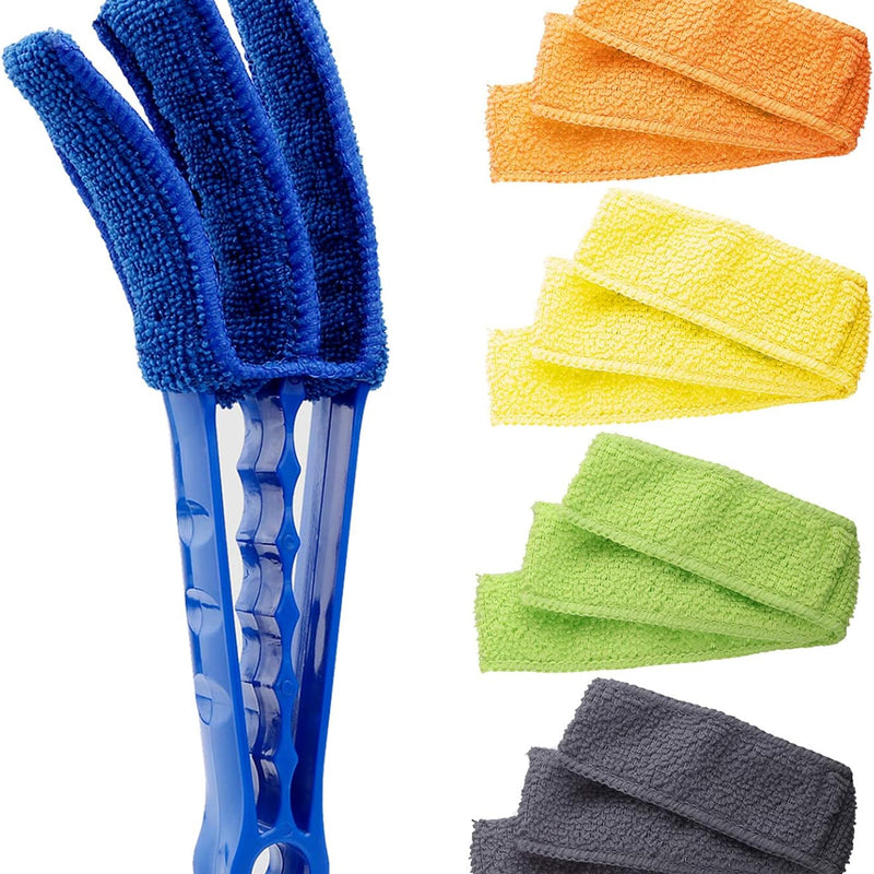 Window Blind Cleaner Duster Brush with 5 Microfiber Sleeves - Blind Cleaner Tools for Window Shutters Blind Air Conditioner Jalousie Dust