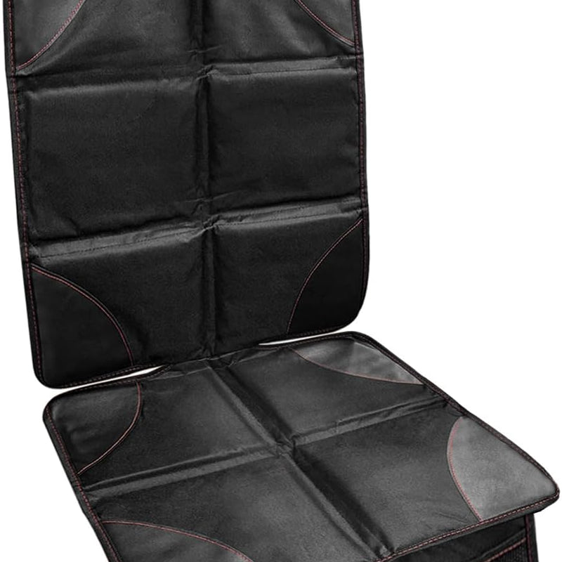 Car Seat Protection Pad, Waterproof 600D Fabric Auto Seat Cover with Thick Padding & Storage Pockets, Anti-Slip Large Protective Cover Mat for Most Vehicle Front Seats (Black & Red)