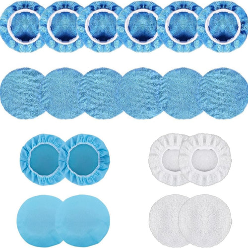 20PCS Car Polisher Pad Bonnets, 7 to 8 Inch Car Orbital Buffer Polisher Pad Bonnet, 12*Microfiber Bonnets, 4*Non-Woven Buffing Bonnet + 2*Woollen