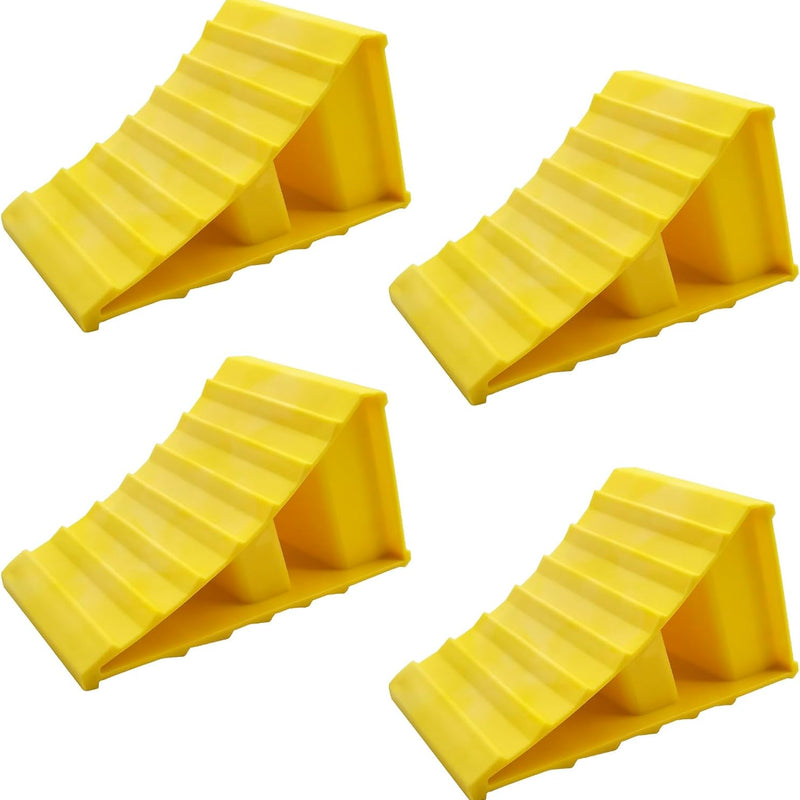 4 Pack Wheel Chocks, Non Slip Base, Tire Chocks,Heavy Duty Safety Wheel Chocks for RV, Trailer - Car Truck Stopper,Helps Keep Your Trailer or RV in Place