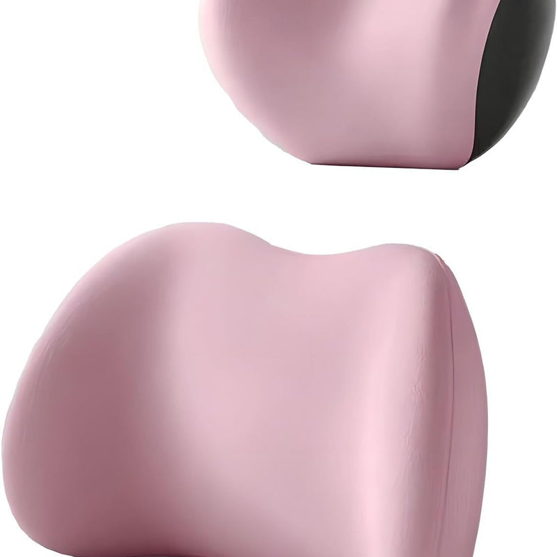 Pink Ergonomic Memory Foam Car Headrest & Lumbar Support Cushion Set - Driving Comfort Neck & Back Pillow