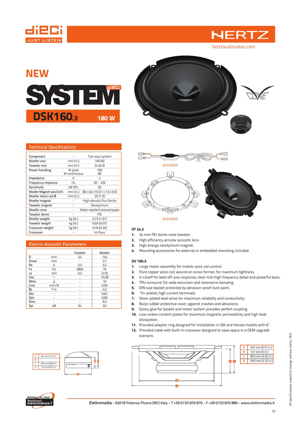 Hertz DSK160.3 6.5” Component Speaker