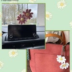 Women's Crochet Daisies Car Accessories Cute Rearview Mirror Pendants Handmade Daisy Flower Gifts Crochet Lovers Car Decoration Car Interior Aesthetics (Pink)