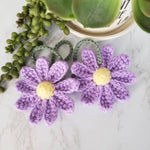 Crochet Daisy Auto Parts Women Cute Rearview Mirror Charm Crafted Daisy Flower Gift Crochet Lovers Car Decoration Car Interior Aesthetics (Purple)