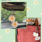 Crochet Daisy Auto Accessories Women Cute Rearview Mirror Charm Crafted Daisy Flower Gift Crochet Enthusiast Car Decoration Car Interior Aesthetics (White)