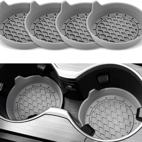 Silicone Car Cup Holder Coasters 4 Pack — Universal Anti-Slip, Grey