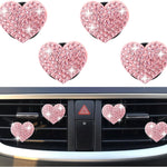 4PCS Heart-Shaped Car Vent Clips with Rhinestone,Bling Air Vent Clips Car Decorations,Premium Shiny Car Clips for Vents CCar Accessories Interior for Cars,Trucks,SUVs (Pink)