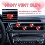 4PCS Heart-Shaped Car Vent Clips with Rhinestone,Bling Air Vent Clips Car Decorations,Premium Shiny Car Clips for Vents Accessories Interior (Red)