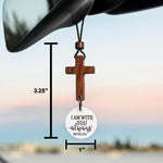 Daily Bible Verse Rearview Mirror Cross Ornament – Daily Scripture Car Pendant Cross with "I Am with You Always" Medallion (White)
