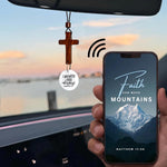 Daily Bible Verse Rearview Mirror Cross Ornament – Daily Scripture Car Hanging Cross with "I Am with You Always" Medallion (Black)