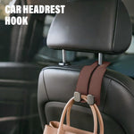 Headrest Hook for Car Seat Headrest, 2026 Wallet & Bag Hook Cute Car Wallet Holder, Double Hook Leather Car Headrest Hook Seat Back Storage Bag for Travel (Brown*4)