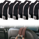 Headrest Hook for Car Seat Headrest, 2026 Wallet & Bag Hook Cute Car Wallet Holder, Double Hook Leather Car Headrest Hook Seat Back Storage Bag for Travel (Black*4)