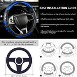 PU Leather Car Steering Wheel Cover with Non-Slip Grip, Suitable for Both Men and Women, Universal Fits 14.5-15 Inch Cars, Trucks, SUVs (Blue (Round), Medium (Standard) Size [14 1/2-15 Inches])