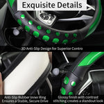 PU Leather Car Steering Wheel Sleeve with Non-Slip Grip, Suitable for Both Men and Women, Universal Fits 14.5-15 Inch Cars, Trucks, SUVs (Green (Round), Medium (Standard) Size [14 1/2-15 Inches]) )