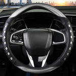PU Leather Car Steering Wheel Cover with Non-Slip Grip, Suitable for Both Men and Women, Universal Fits 14.5-15 Inch Cars, Trucks, SUVs (Grey (Round), Medium (Standard) Size [14 1/2-15 Inches])