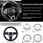 PU Leather Car Steering Wheel Cover with Non-Slip Grip, Suitable for Both Men and Women, Universal Fits 14.5-15 Inch Cars, Trucks, SUVs (Grey (Round), Medium (Standard) Size [14 1/2-15 Inches])