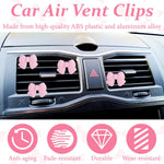 6pcs Pink Bow Car Vent Clamp, Cute Air Freshener Clamp, Pink Bow Auto Accessories, Coquette Air Air Conditioning Vent Decoration, Indoor Girl Car Accessories for Women Car Truck Suv