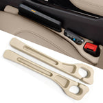 Car Seat Crevice Fill Organizer 2 pcs - No Drop Seat Guard, General Automotive Seat Crevice Filler, Durable Non-Slip Material, Easy Installation in 10 Seconds, for Cars, Trucks & SUVs (Beige)