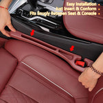 Car Seat Crevice Fill Organizer 2 pcs - No Drop Seat Guard, Universal Car Seat Crevice Filler, Durable Non-Slip Material, Easy 10 Second Installation for Cars, Trucks & SUVs (Red)