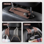 Headrest Hook for Car Car Seat Headrest, 2026 Wallet & Bag Hook Cute Car Wallet Holder, Double Hook Leather Car Headrest Hook Seat Back Storage Bag for Travel (Brown -2)