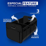 Black 3-in-1 Foldable Storage Organizer: Portable, Expandable, with Removable Dividers & 12 Extra Pockets – Your All-in-One Storage Solution