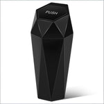 Push-Top Car Trash Can – Compact 600mL Auto-Close Garbage Bin for Cup Holder, Door Pocket & Desk, Waterproof, Leakproof, Sleek Geometric Design (Black)