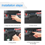 4-Pack Car Headrest Hooks – Heavy-Duty Seat Back Organizers for Handbags, Groceries, Coats & More, Universal Fit, No Tools Needed, Strong & Silent Design (Black)
