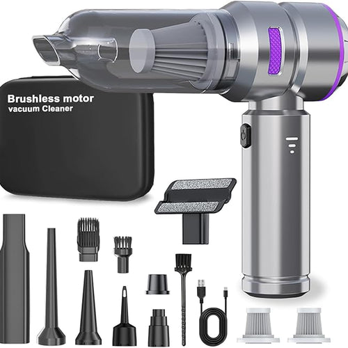 Car Vacuum Cleaner,19000PA High Power Mini Vacuum Cleaner,Rechargeable Handheld Vacuum,Portable Cordless Compressed Air Duster Air Blower for Car Home-Purple