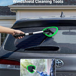 Windshield Washer Tool for Inside with 4 Reusable Washable Green Microfiber Pads
