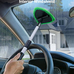 Windshield Washer Tool for Inside with 4 Reusable Washable Green Microfiber Pads