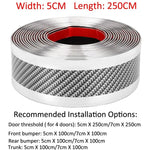 Car Door Sill Sticker Carbon Fiber Silver 5Cmx3M Self-Adhesive Sticker Protector Bumper Guard Strip