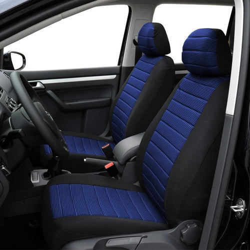 Universal Car Seat Covers — Front Seats, Black & Blue, 2-Seat Set