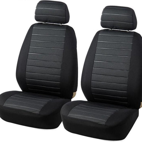 Universal Front Car Seat Covers, 2 Pack — Black & Grey