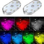 Set of 2 LED car interior lights, 7-color ambient lighting, USB rechargeable reading lights, portable