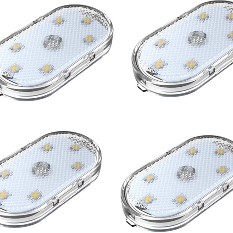 LED Car Lights - 4 Pack - LED Interior Car Lights - 7 Color Ambient Car Lights - USB Rechargeable Car Reading Lights - Portable