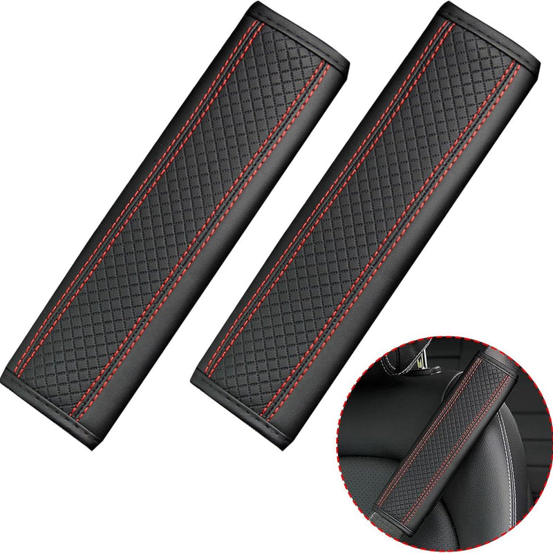 Seat belt protectors - Pack of 2 - Seat belt protectors - Seat belt protectors - Seat belt protectors for adults - Suitable for children's and adult seat belts (black and red)