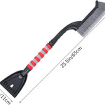 Snow Brush for Car - Two-in-One Ice Scraper - 25'' Ergonomic Handle - Winter Car Accessory