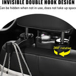 Car Seat Hooks - 2 Pieces - 2 In 1 Car Headrest Hooks - Multifunctional Car Seat Hook - 360° Rotation Front and Rear Seat Headrest Hook - Concealed Hook - Universal Car Hooks - Car Accessories - Black