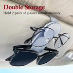 Sunglasses Holder for Car Sun Visor - 2 Pieces - Sunglasses Holder for Car Visor - Grey - Magnetic Leather Sunglasses Glasses Hanger Clip - Glasses Holder - for Car Sun Visor Accessories - Magnetic Glasses Holder - Visor Sunglasses Holder Clip