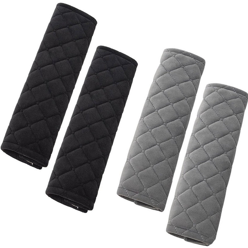 Seat Belt Covers - 4 Pieces - Seat Belt Cushion - Seat Belt Protector - Seat Belt Cover - Shoulder Covers - Car Seat Belt Cover - Shoulder Cover - Car Seat Belt Protector - Universal - Black + Gray - 27cm