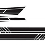 Car sticker - 6 pieces/3 pairs/1 set - Stripe side sticker - Graphic sticker - PET - Black - For car decoration