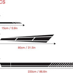 Car sticker - 6 pieces/3 pairs/1 set - Stripe side sticker - Graphic sticker - PET - Black - For car decoration